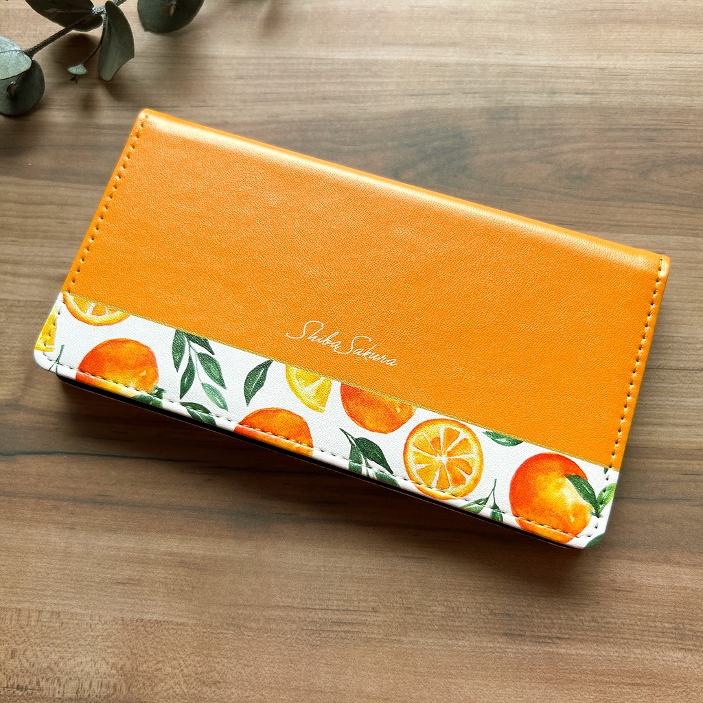 バレンシアオレンジの手帳型スマホケース スマホケース iphone13 iphone14 iphone15 全機種対応 オレンジ みかん