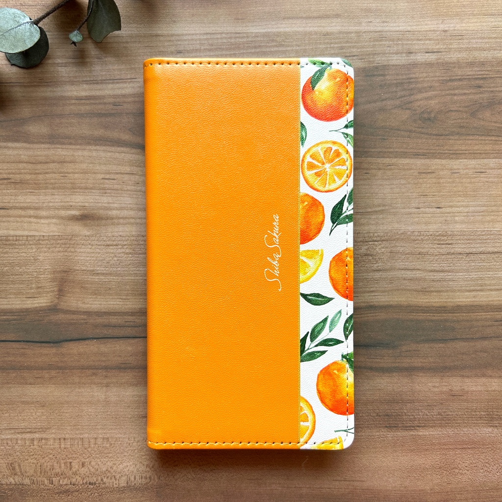バレンシアオレンジの手帳型スマホケース スマホケース iphone16e iphone14 iphone15 全機種対応 オレンジ みかん
