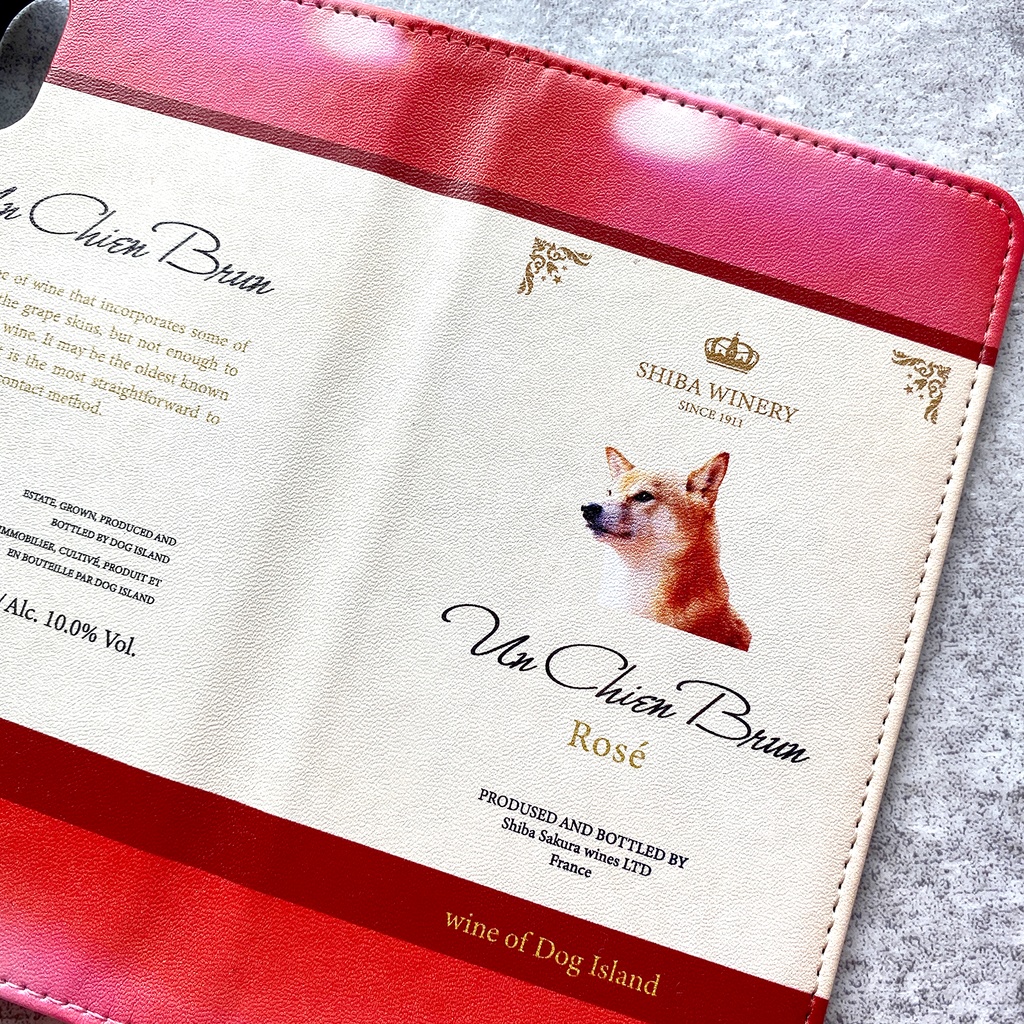 柴犬ワインの手帳型ケース(ロゼ) スマホケース iPhone17 Air iphone16e iphone14 iphone15 全機種対応 犬 柴犬