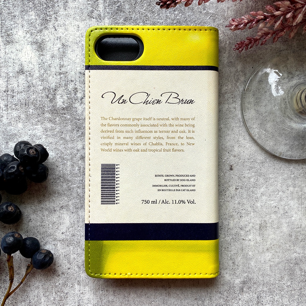 柴犬ワインの手帳型ケース(白・シャルドネ) スマホケース iphone16e iphone14 iphone15 全機種対応 犬 柴犬