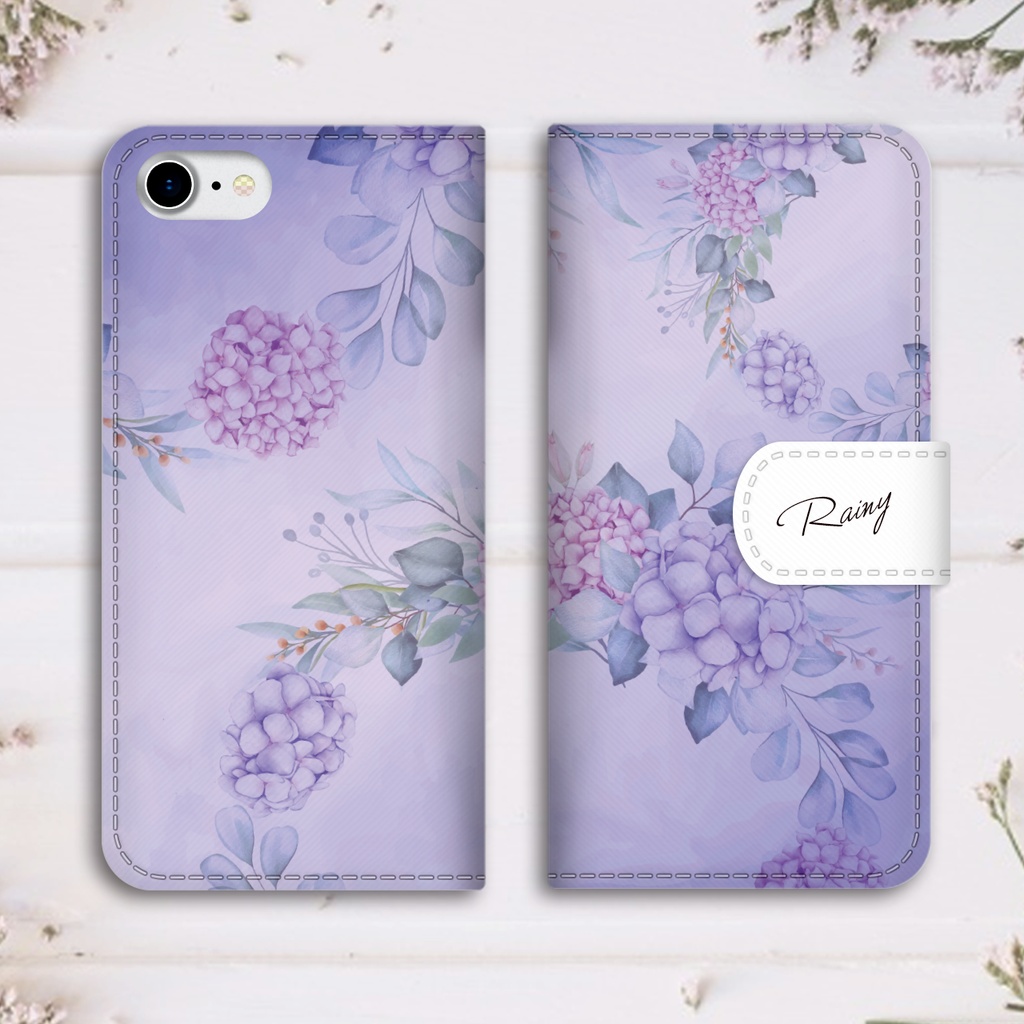 紫陽花の手帳型スマホケース 全機種対応 手帳型 スマホケース iPhone17 Air iphone15 iphone16e iphone14 花 アジサイ 夏