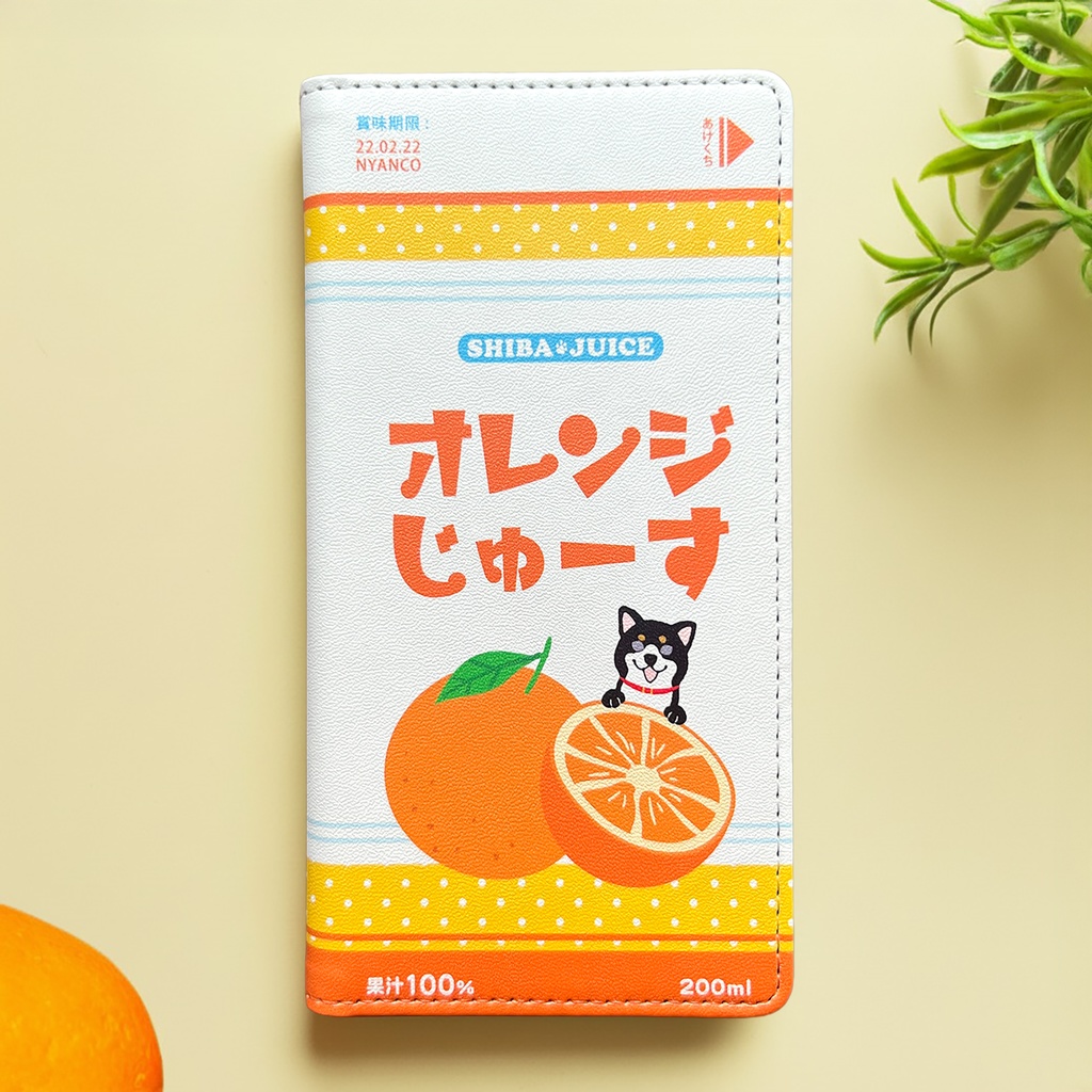 オレンジジュースの手帳型スマホケース(黒柴) iphone16e iphone14 iphone15 全機種対応 犬 柴犬