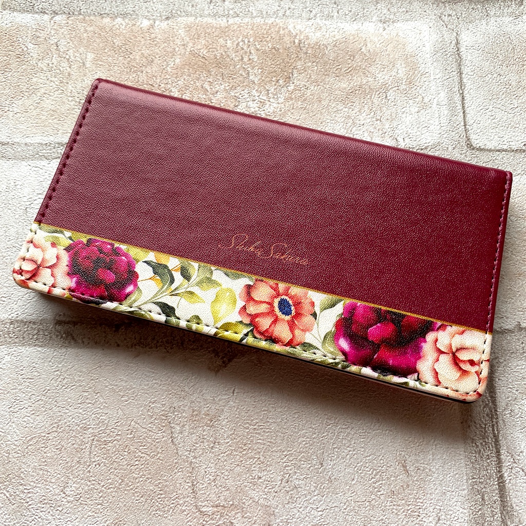 秋バラとコスモスの手帳型スマホケース(レッド) 花 スマホケース iphone16e iphone14 iphone15 全機種対応 バラ