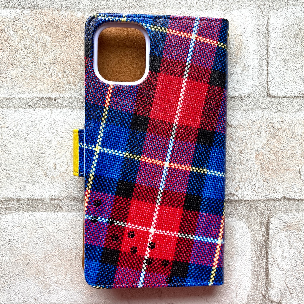 猫とカラフルタータンの手帳型スマホケース 全機種対応 手帳型 スマホケース iPhone17 Air iphone15 iphone16e iphone14 猫 黒猫