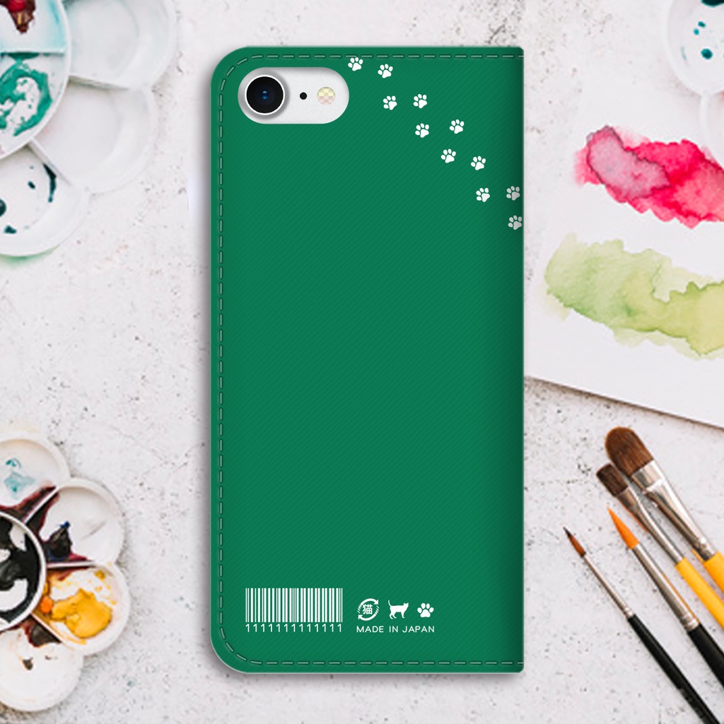 にゃんこノートの手帳型スマホケース(白猫オッドアイ) iphone16e iphone14 iphone15 全機種対応 猫