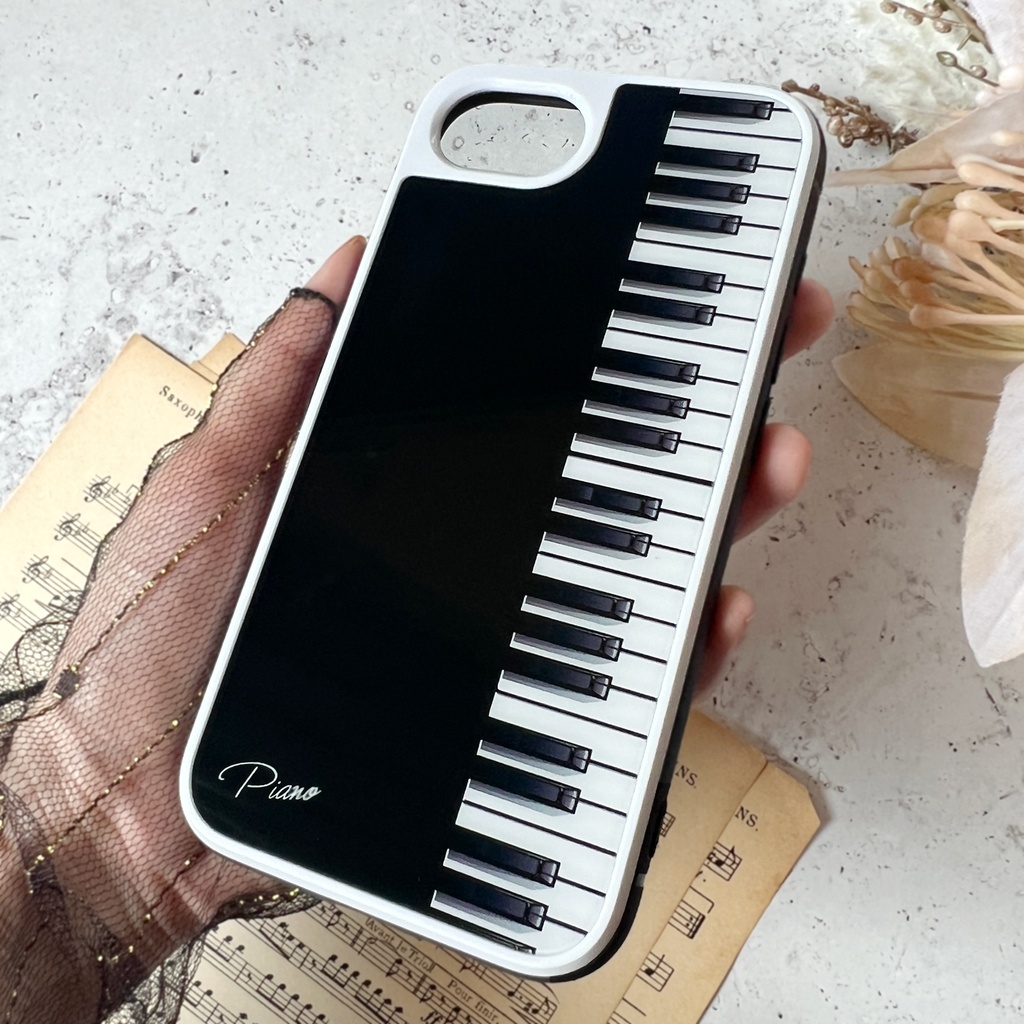 ピアノのiphoneケース(強化ガラス)スマホケース iphone16e iphone13 ピアノ 音楽 iphone15 iPhone17e Air