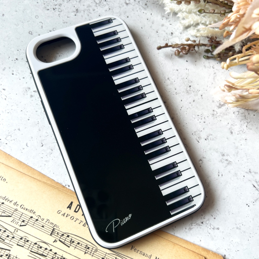 ピアノのiphoneケース(強化ガラス)スマホケース iphone16e iphone13 ピアノ 音楽 iphone15 iPhone17e Air