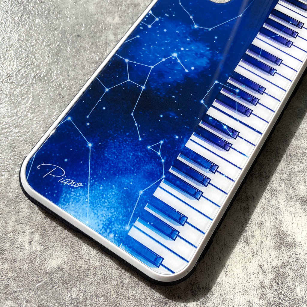 宇宙とピアノのiphoneケース(強化ガラス) 宇宙 ピアノ 音楽 星座 スマホケース iPhone17 Air iphone13 iphone15 iphone16e iphone14