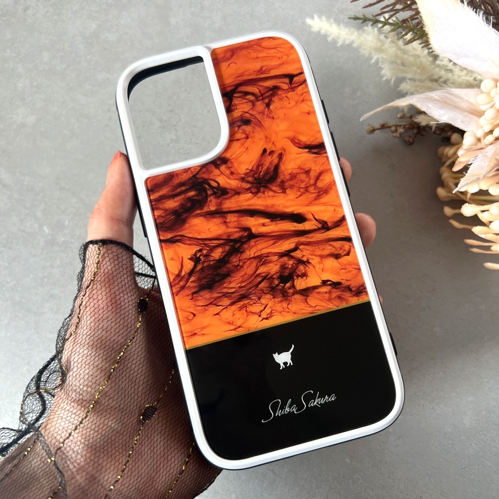 べっ甲と猫のスマホケース（強化ガラス）猫 スマホケース iPhone17e Air iphone16e iphone15 iphone13 アニマル柄 iphone14