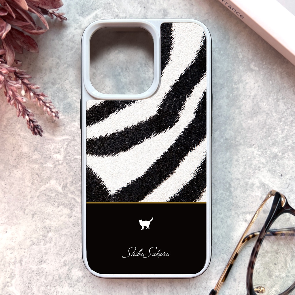 猫とゼブラのスマホケース(強化ガラス) スマホケース iPhone17e Air iphone16e iphone15 iphone13 猫 シマウマ ゼブラ アニマル柄 iphone14