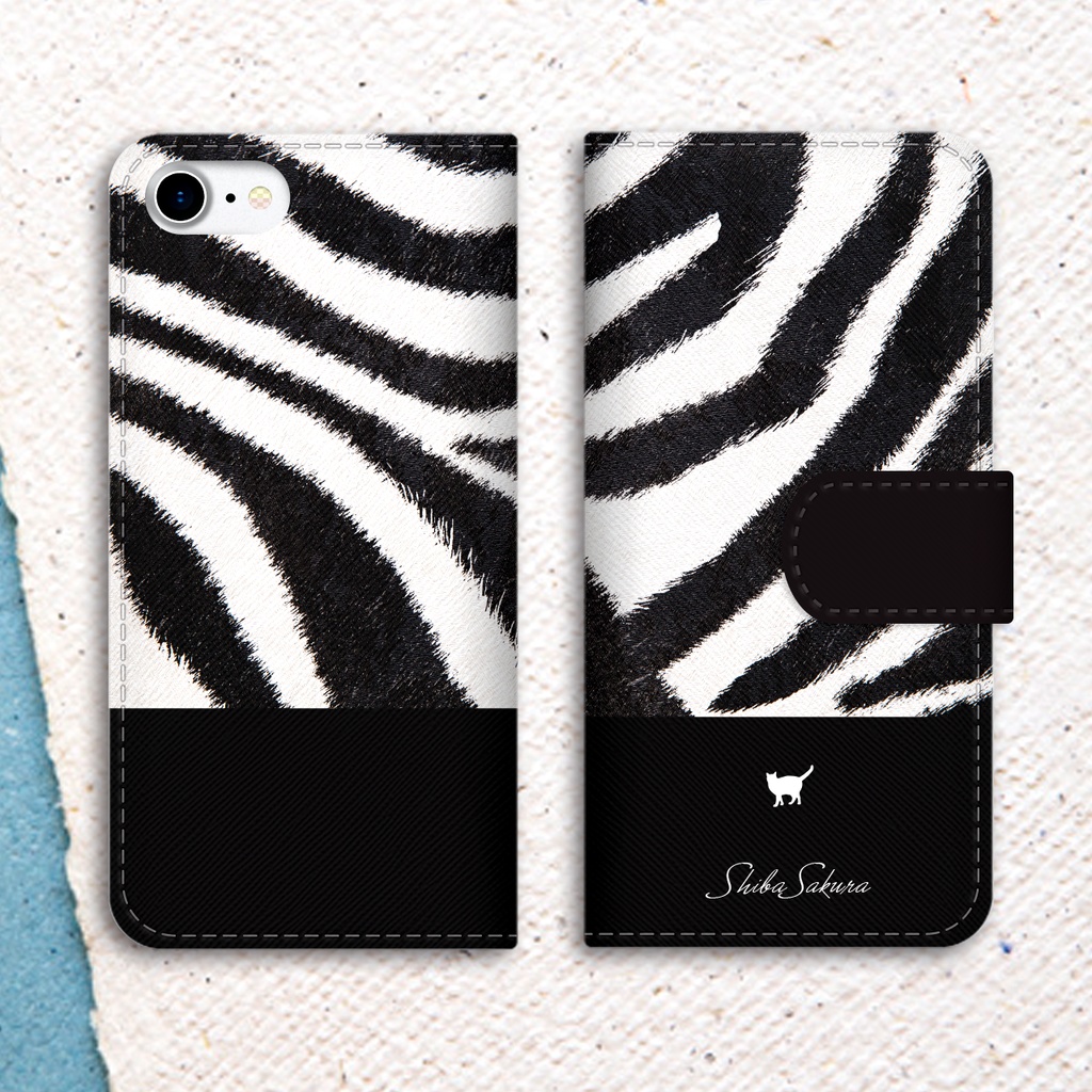 猫とゼブラの手帳型スマホケース 全機種対応 手帳型 スマホケース iPhone17 Air iphone15 iphone16e iphone14 猫 ゼブラ シマウマ