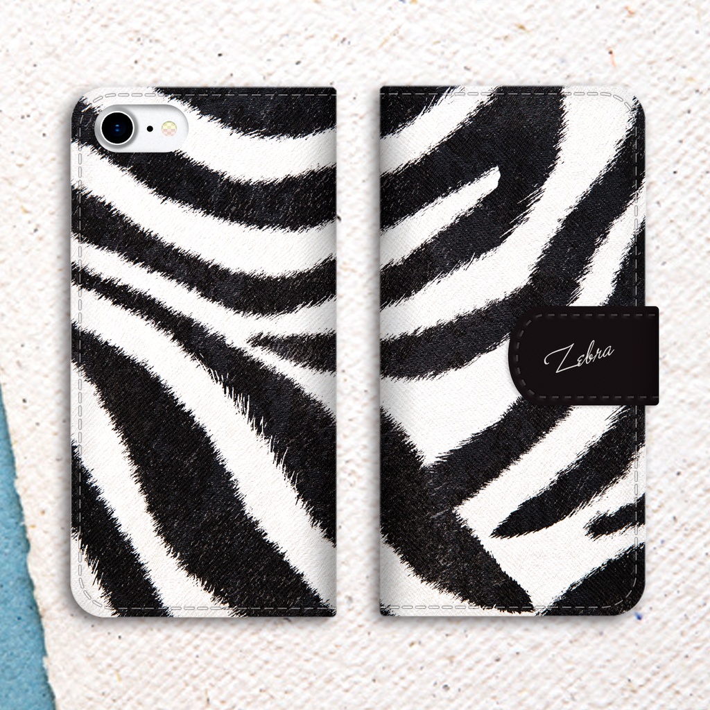 ゼブラの手帳型スマホケース 全機種対応 手帳型 スマホケース iPhone17 Air iphone15 iphone16e iphone14 猫 シマウマ