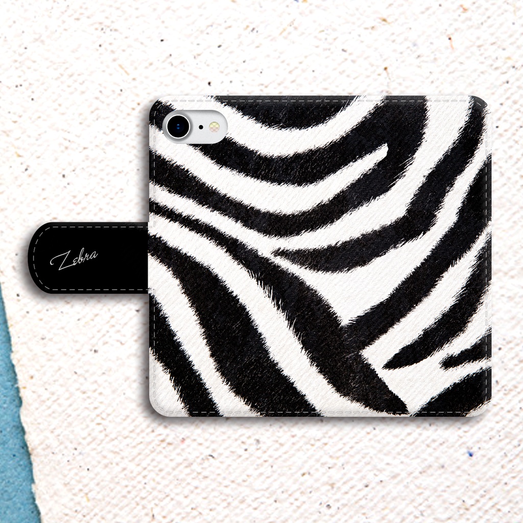 ゼブラの手帳型スマホケース 全機種対応 手帳型 スマホケース iPhone17 Air iphone15 iphone16e iphone14 猫 シマウマ
