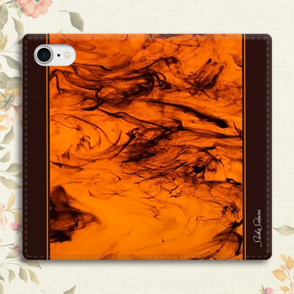 べっ甲×ブラウン 手帳型 スマホケース 全機種対応 iphone16e iPhone17 Air iphone14 iphone15