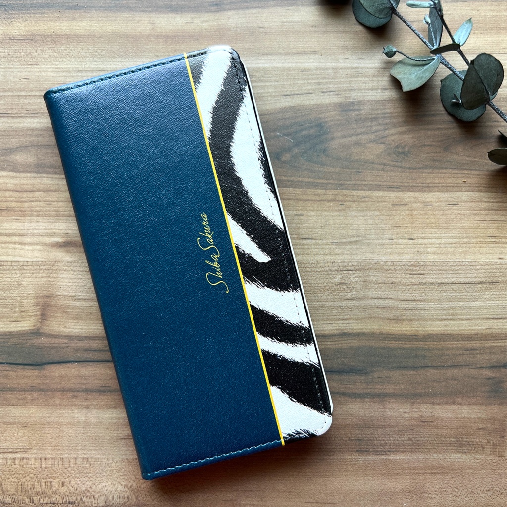 ゼブラ×マリンブルー 手帳型 スマホケース iPhone17 Air iphone15 iphone16e iphone14 全機種対応 ゼブラ柄 アニマル柄 手帳型 スマホケース 動物