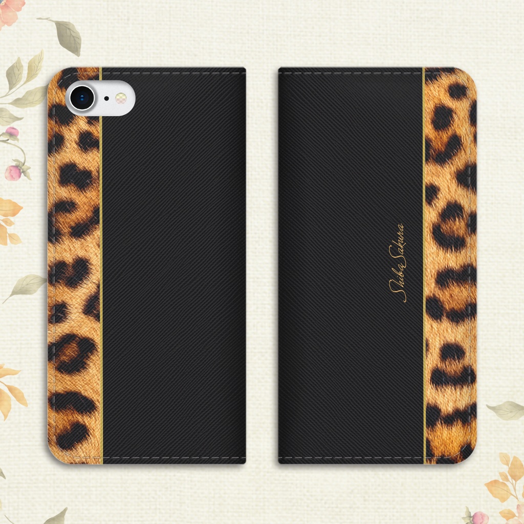 レオパード×ブラック 手帳型 スマホケース 全機種対応 iPhone17 Air iphone16e iphone14 iphone15 ベンガル猫 レオパード アニマル柄