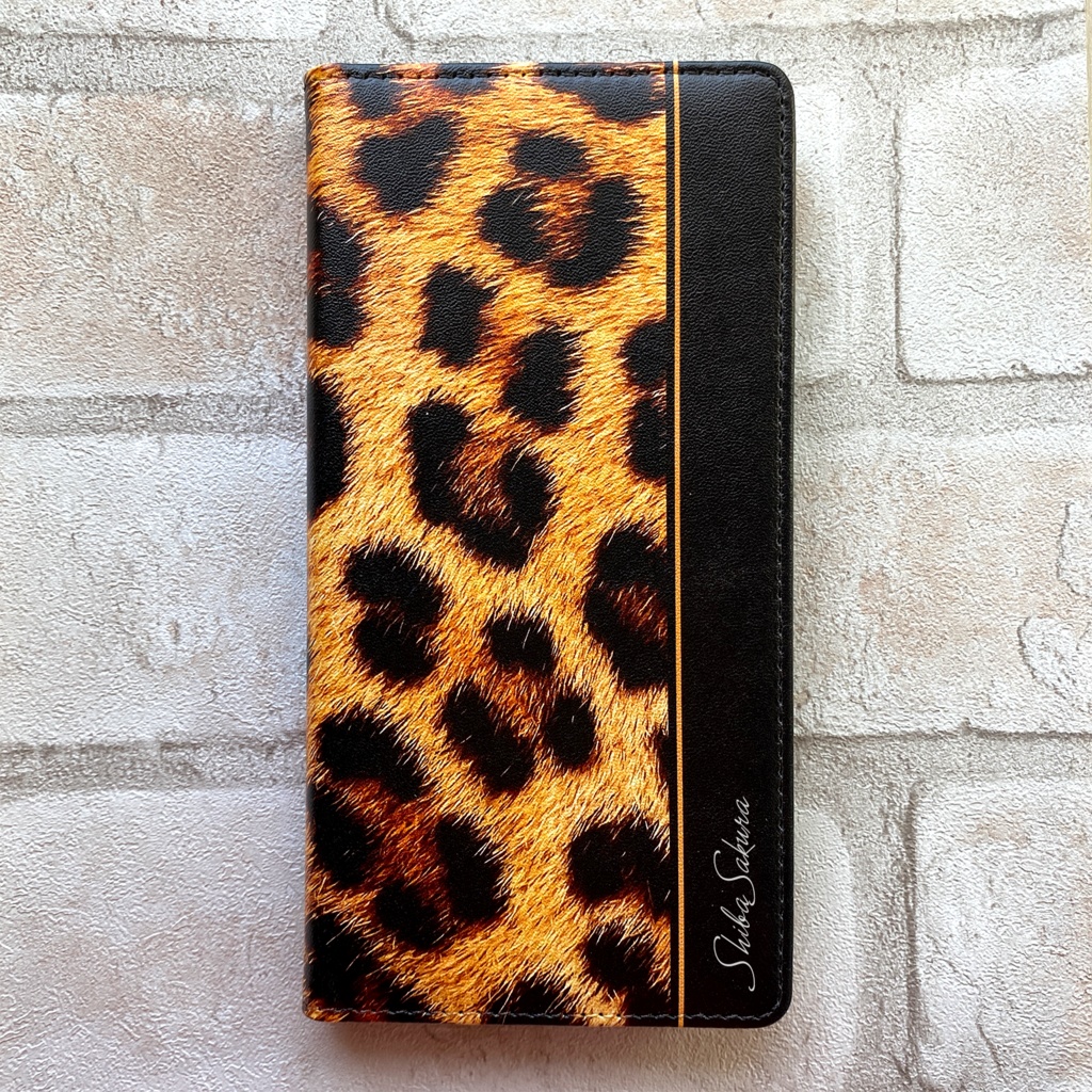 レオパード×ブラック 手帳型 スマホケース 全機種対応 iphone16e iphone14 iphone15 アニマル柄 レオパード ベンガル猫