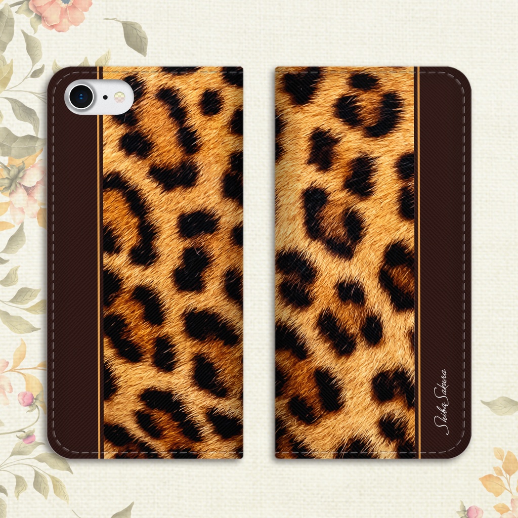 レオパード×ブラウン 手帳型 スマホケース 全機種対応 iPhone17 Air iphone16e iphone14 iphone15 ベンガル猫 レオパード アニマル柄