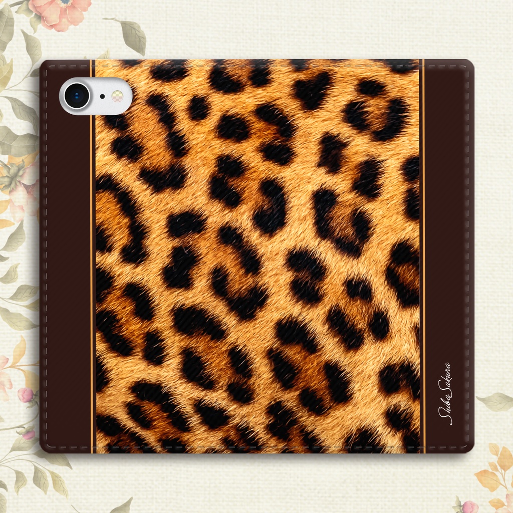 レオパード×ブラウン 手帳型 スマホケース 全機種対応 iPhone17 Air iphone16e iphone14 iphone15 ベンガル猫 レオパード アニマル柄