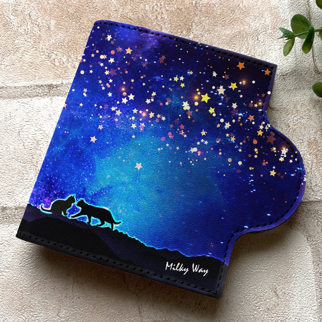 猫 マスクケース マスクカバー 宇宙 仮置き マスク マスクホルダー 黒猫 星座