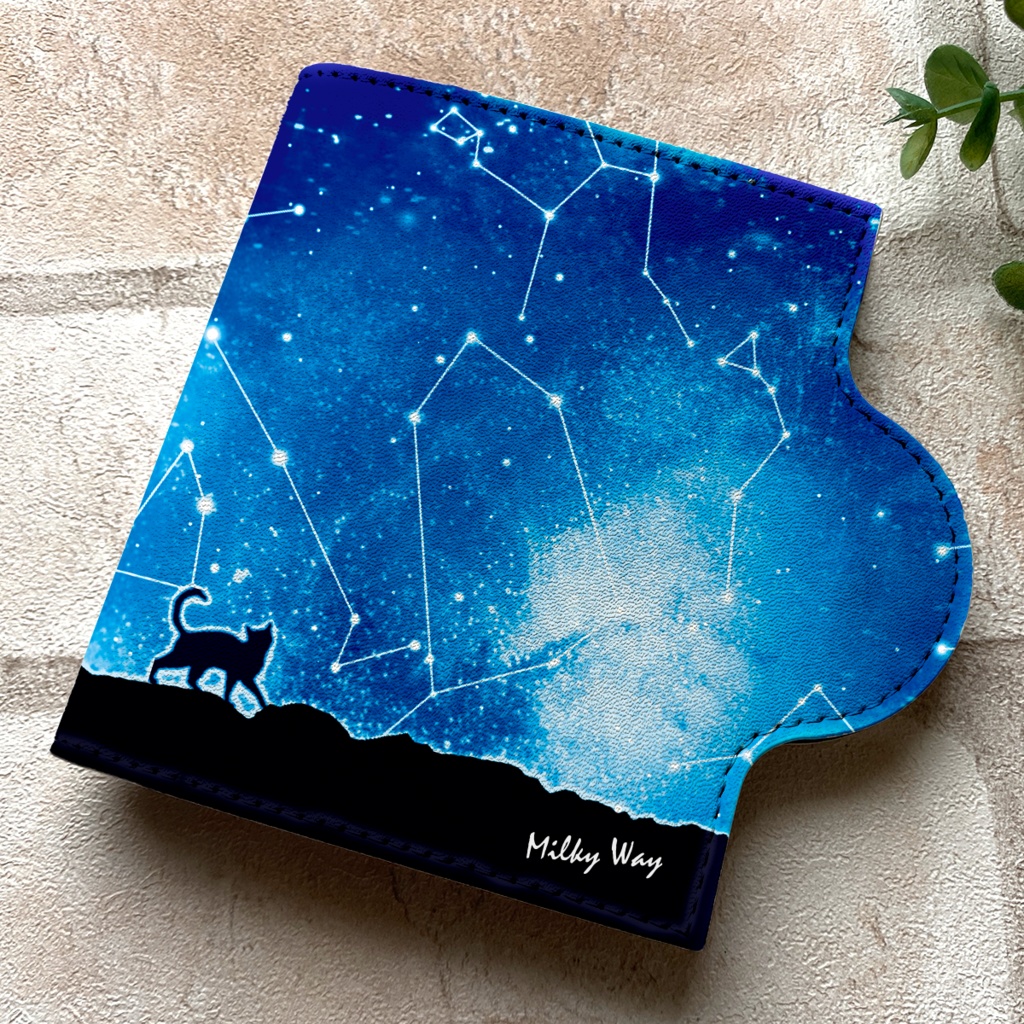 猫 マスクケース マスクカバー 宇宙 仮置き マスク マスクホルダー 黒猫 星座