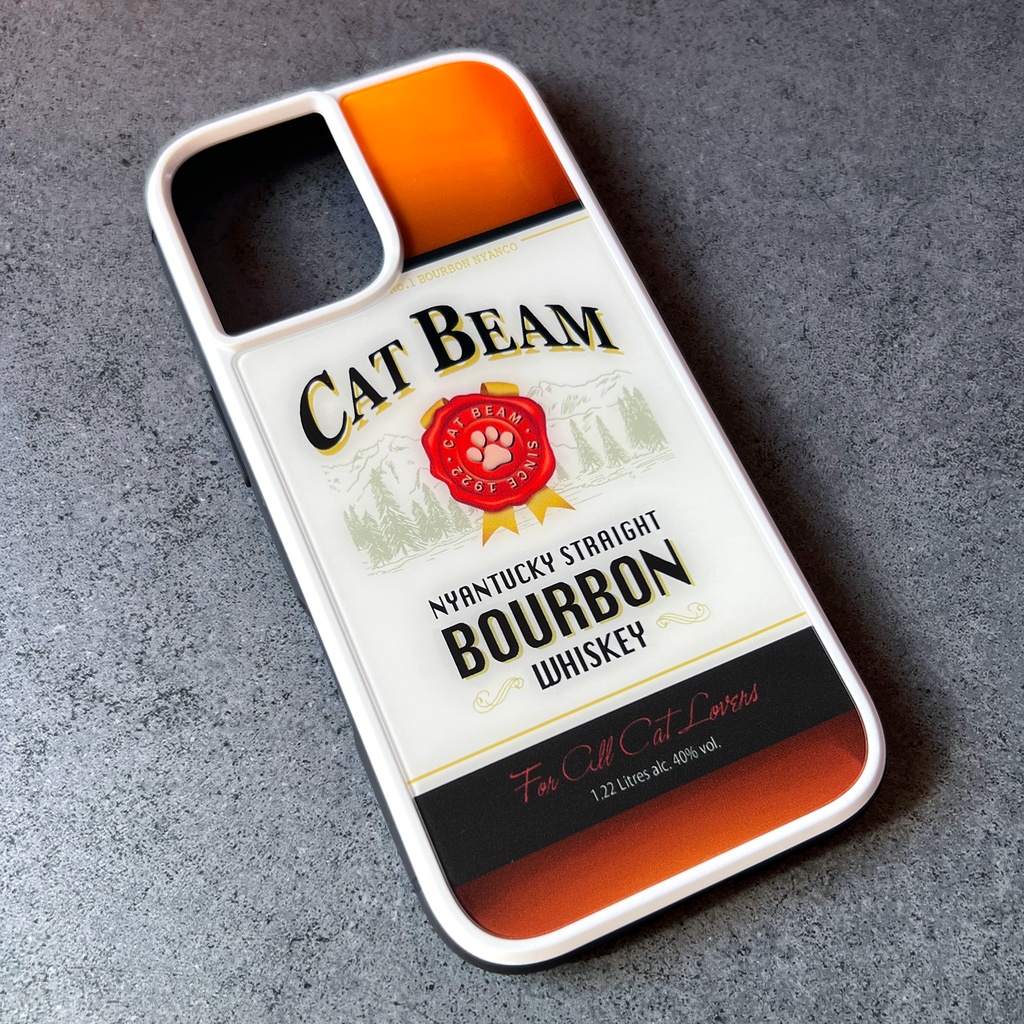ウイスキーにゃんこのスマホケース （キャットビーム）スマホケース 強化ガラス 猫 iPhone17 Air iphone13 iPhone15 iphone16 iPhone14