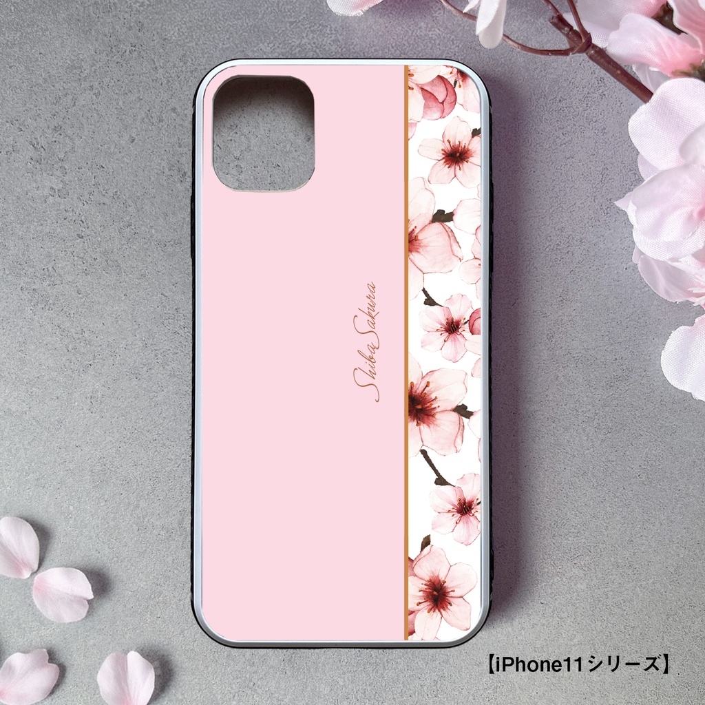ソメイヨシノのガラススマホケース iphone16e iphone13 iPhone17 Air 花 桜 春 スマホケース iphone15 iphone14