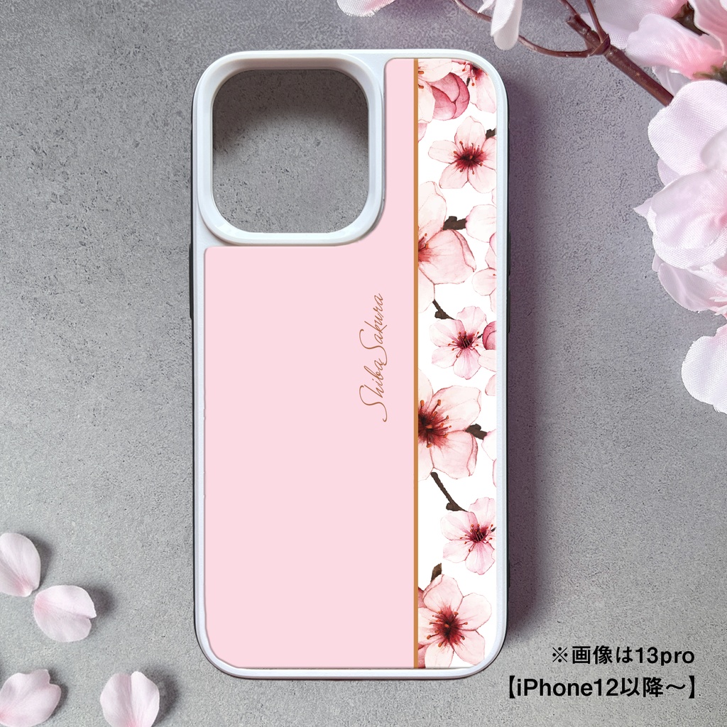 ソメイヨシノのガラススマホケース iphone16e iphone13 iPhone17 Air 花 桜 春 スマホケース iphone15 iphone14