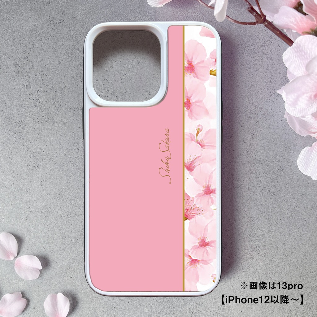 桜のガラススマホケース iphone15 iphone13 iPhone17 Air 花 桜 春 スマホケース iphone14 iphone16e SE