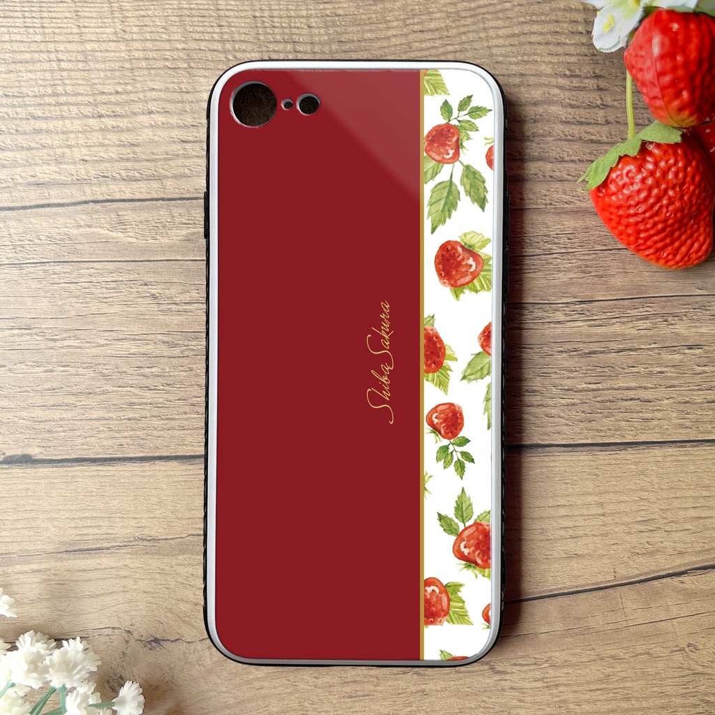 ワイルドストロベリーのスマホケース(レッド) 強化ガラス iPhone17 Air iphone13 iphone15 iphone14 iphone16e いちご