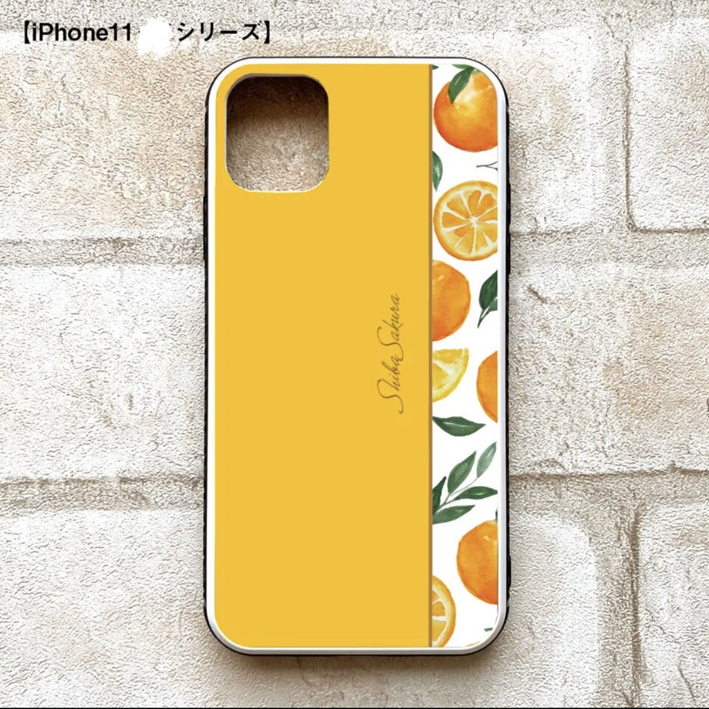 ネーブルオレンジのスマホケース 強化ガラス iphone16 iphone13 iPhone17 Air オレンジ みかん スマホケース iphone14 iphone15