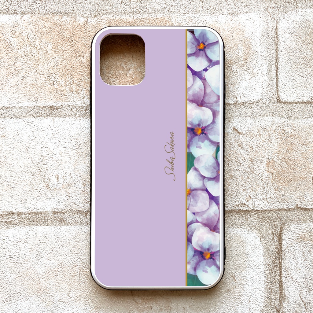 梅雨の紫陽花のスマホケース(薄紫) 強化ガラス iphone15 iphone16 iPhone17 Air iphone13 アジサイ スマホケース 梅雨 iphone14