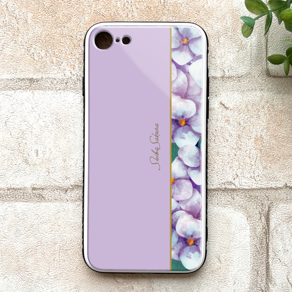 梅雨の紫陽花のスマホケース（薄紫）  強化ガラス iphone15 iphone13 アジサイ スマホケース 梅雨 iphone14