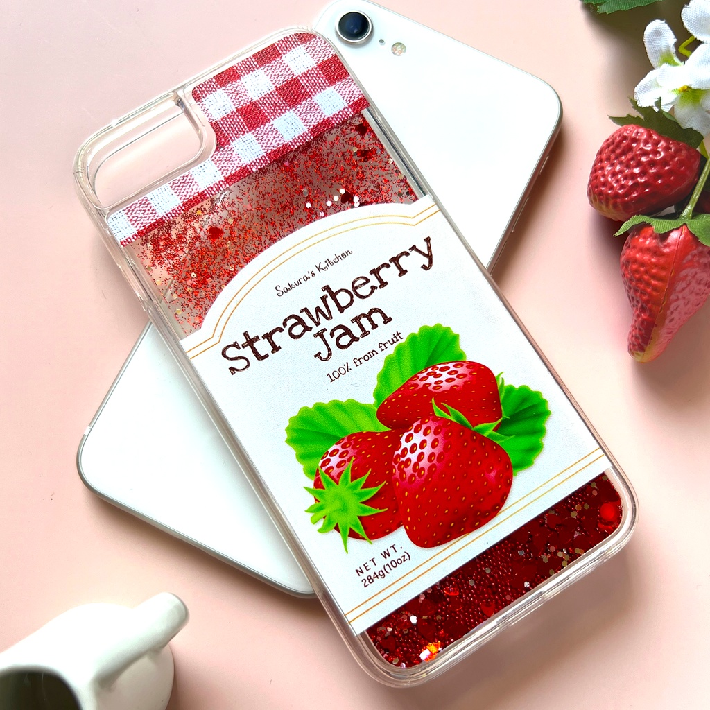 ストロベリージャムのグリッターケース スマホケース iPhone15 iphone16e iphone13 iphone17e air いちご ストロベリー グリッター キラキラ
