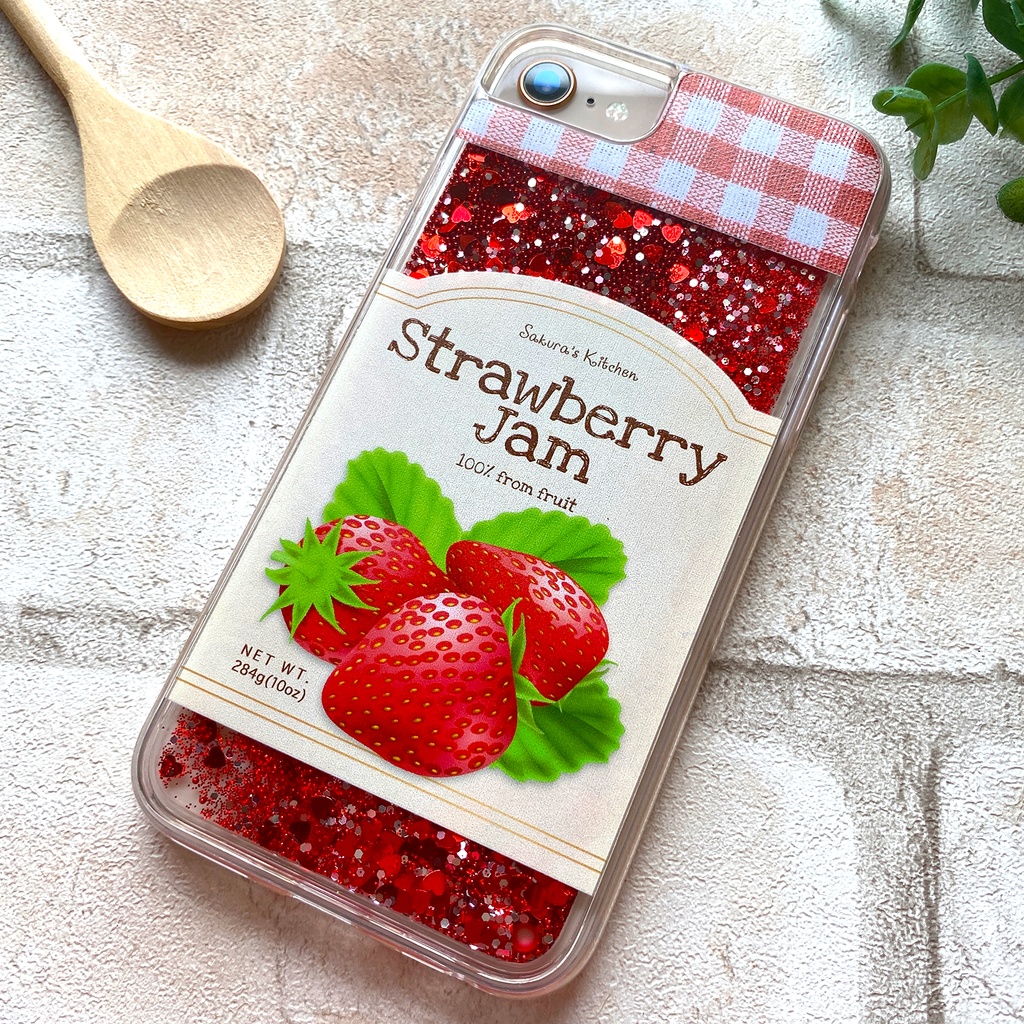 ストロベリージャムのグリッターケース スマホケース iPhone15 iphone16e iphone13 iphone17 air いちご ストロベリー グリッター キラキラ