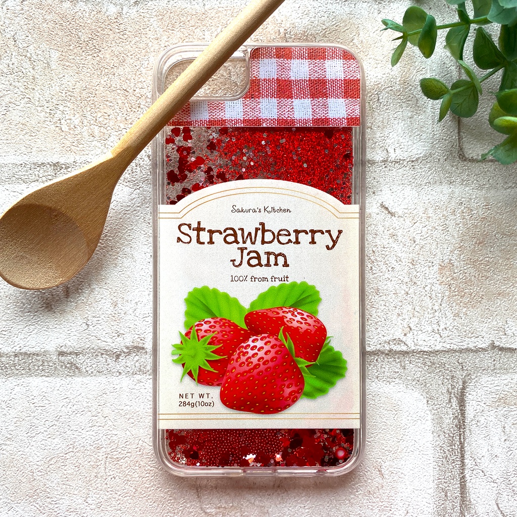 ストロベリージャムのグリッターケース スマホケース iPhone15 iphone16e iphone13 iphone17 air いちご ストロベリー グリッター キラキラ