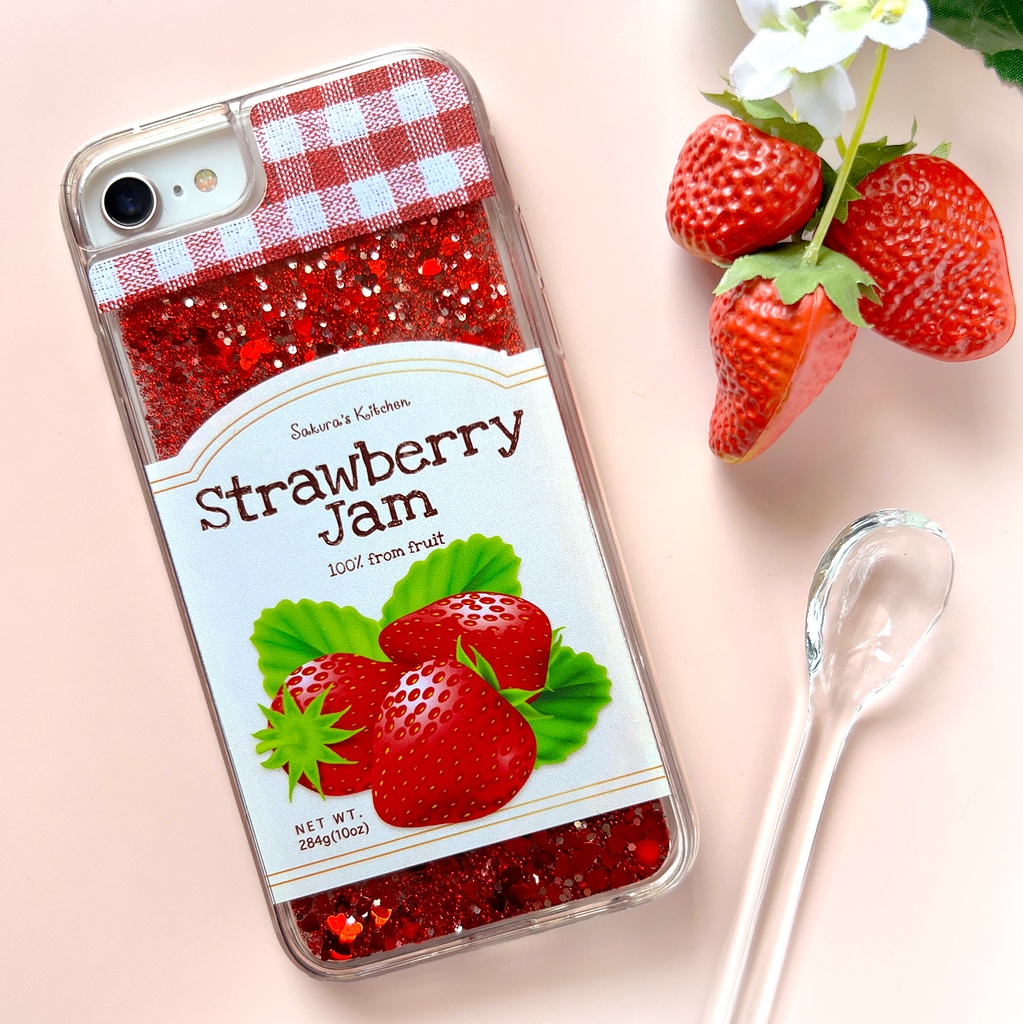 ストロベリージャムのグリッターケース スマホケース iPhone15 iphone16e iphone13 iphone17e air いちご ストロベリー グリッター キラキラ