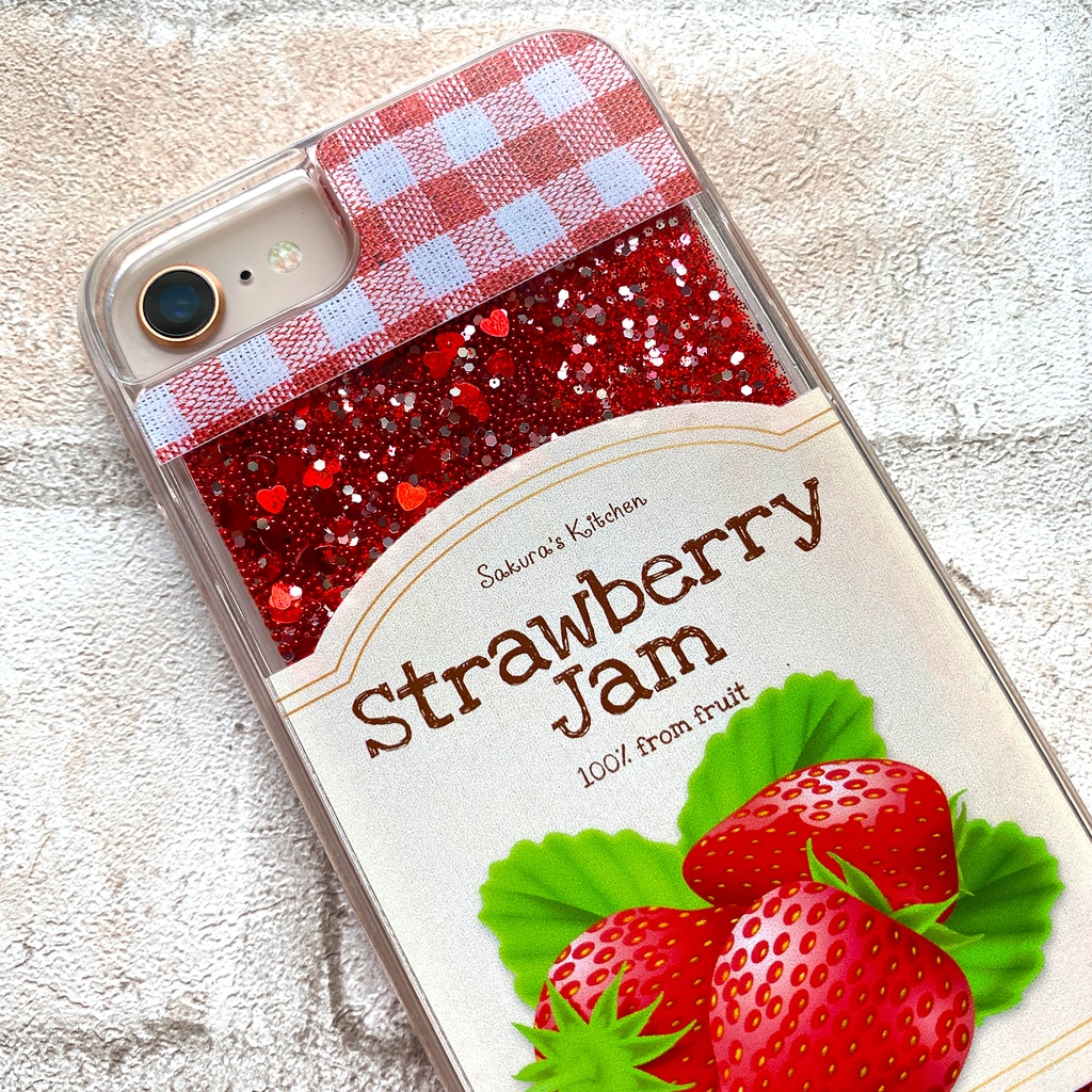 ストロベリージャムのグリッターケース スマホケース iPhone15 iphone16e iphone13 iphone17 air いちご ストロベリー グリッター キラキラ