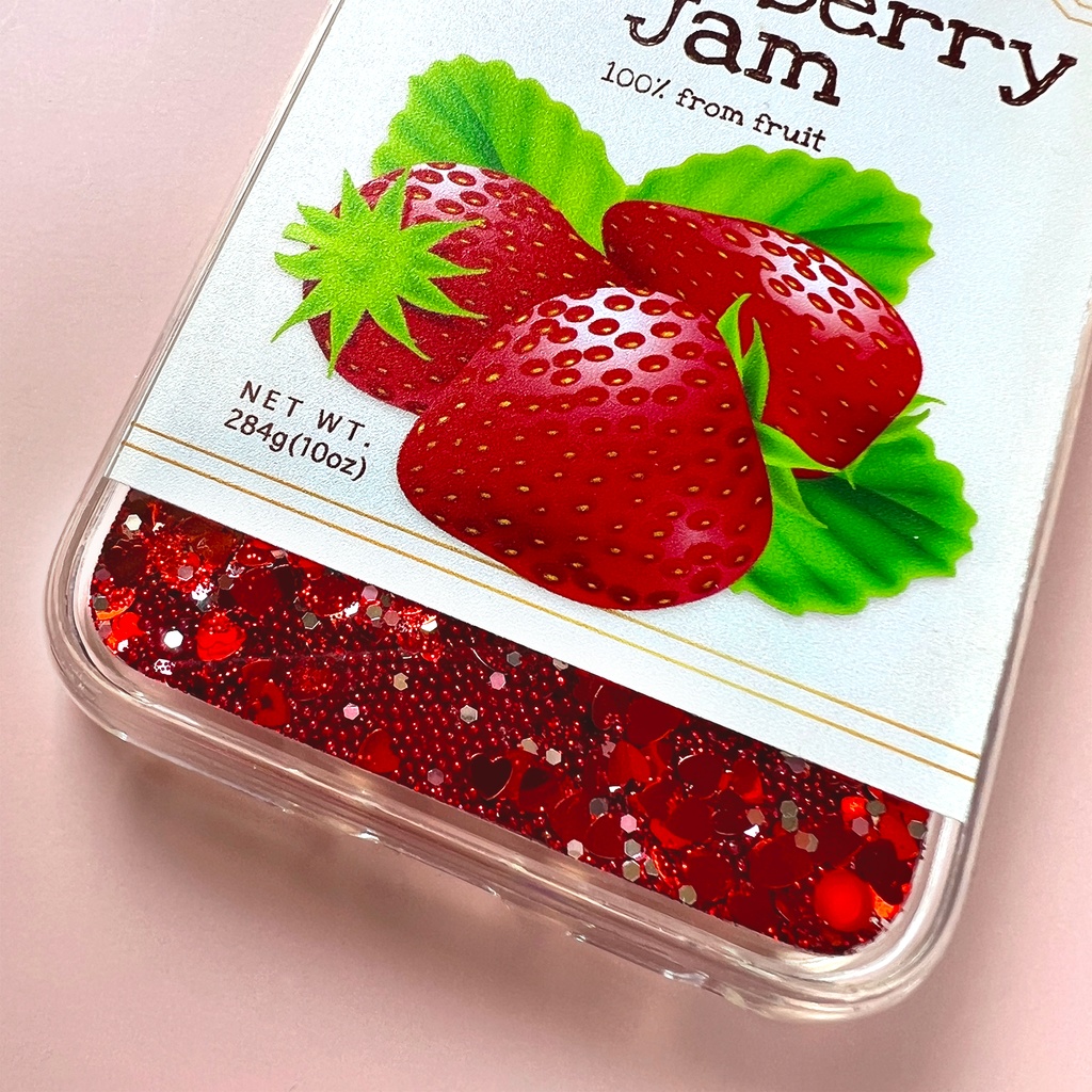 ストロベリージャムのグリッターケース スマホケース iPhone15 iphone16e iphone13 iphone17e air いちご ストロベリー グリッター キラキラ