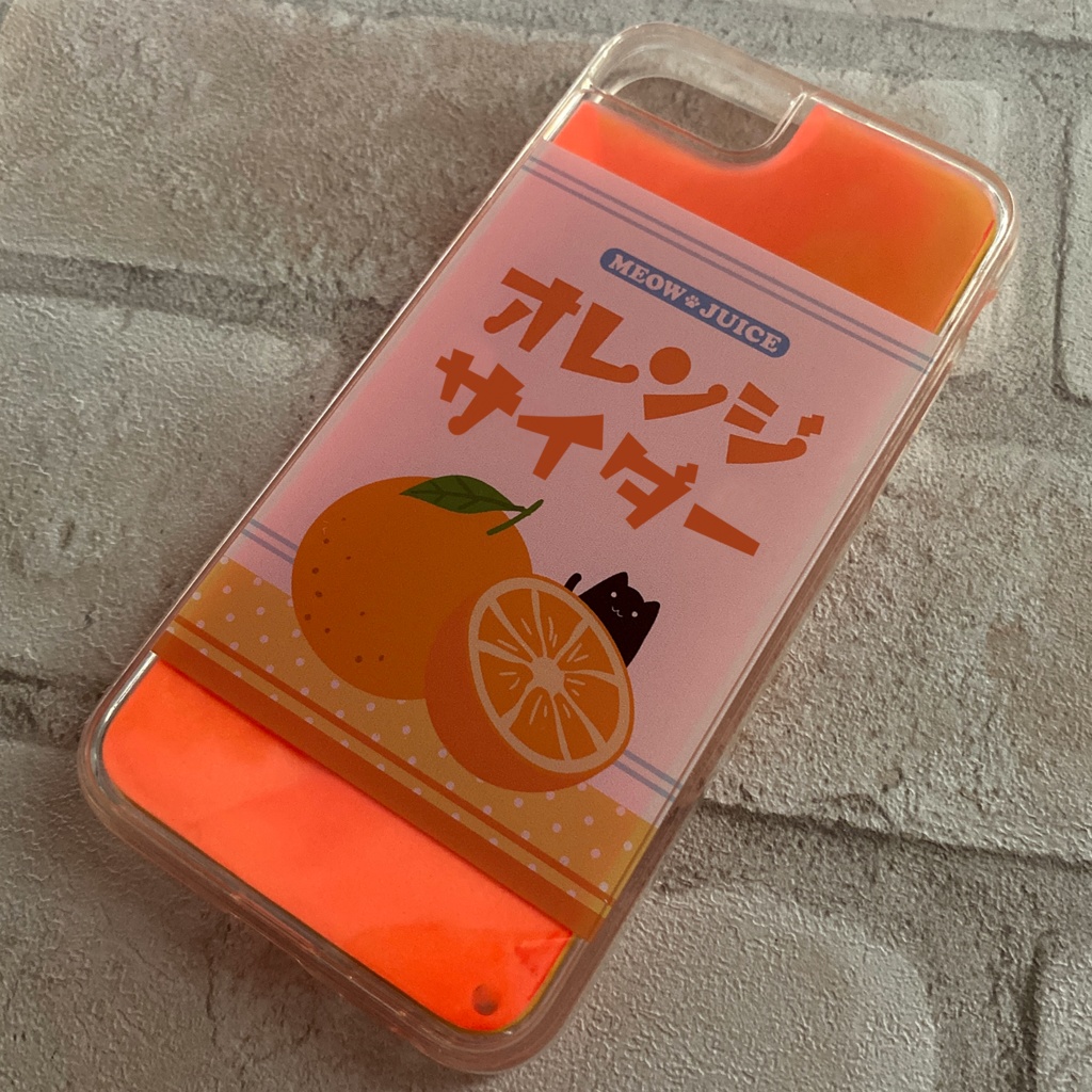 黒猫とオレンジサイダーのネオンスマホケース 黒猫 iPhone15 iphone14 iphone16 猫 オレンジ ネオン スマホケース iPhone16e