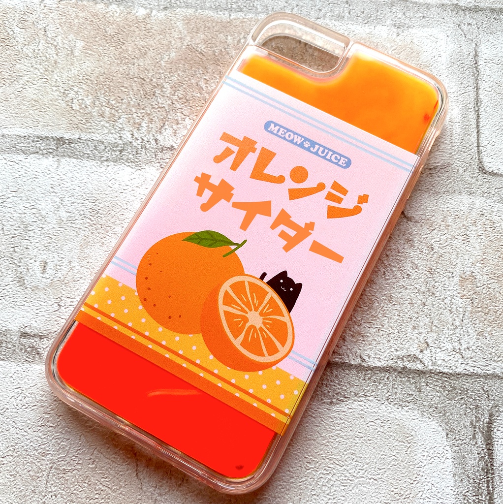 黒猫とオレンジサイダーのネオンスマホケース 黒猫 iPhone15 iphone14 iphone16 猫 オレンジ ネオン スマホケース iPhone16e