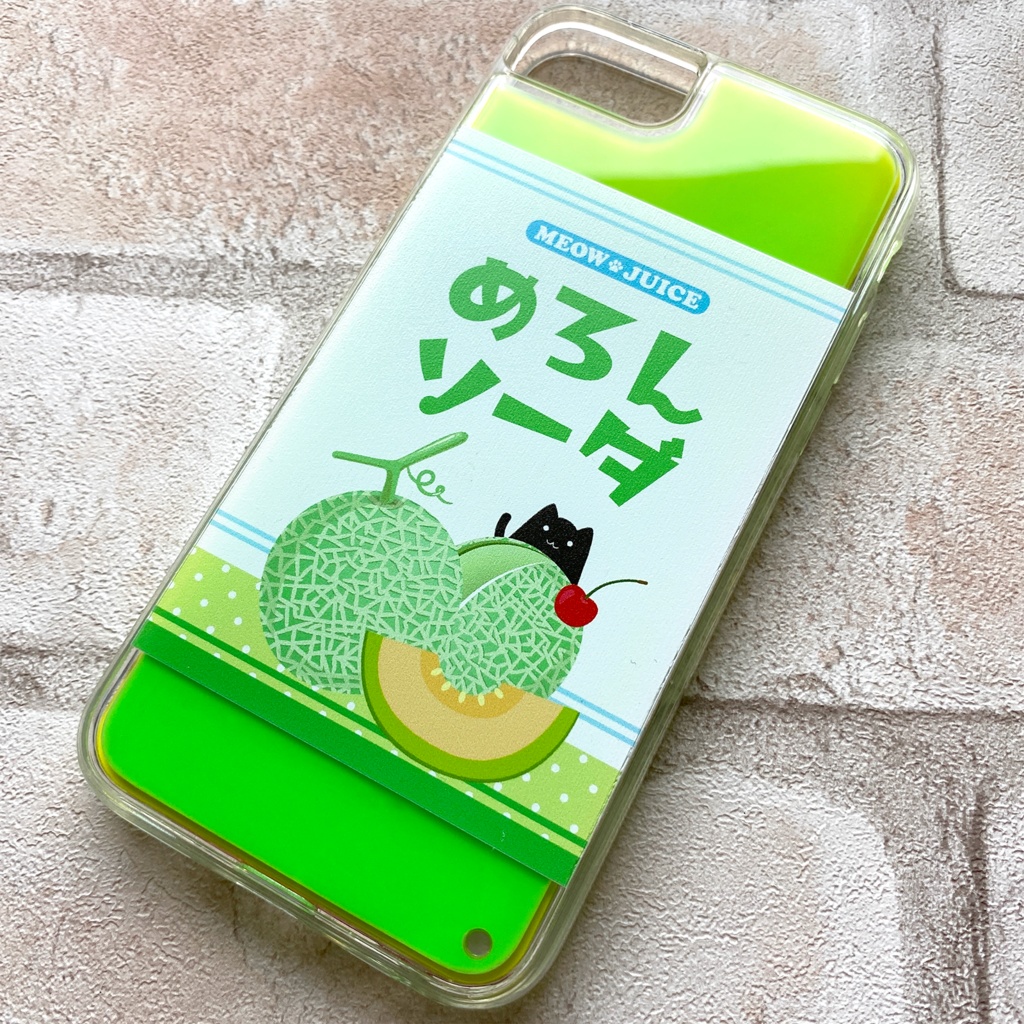 黒猫とメロンソーダのネオンスマホケース 黒猫 iPhone15 iphone14 iphone16 猫 メロンソーダ ネオン スマホケース iPhone16e