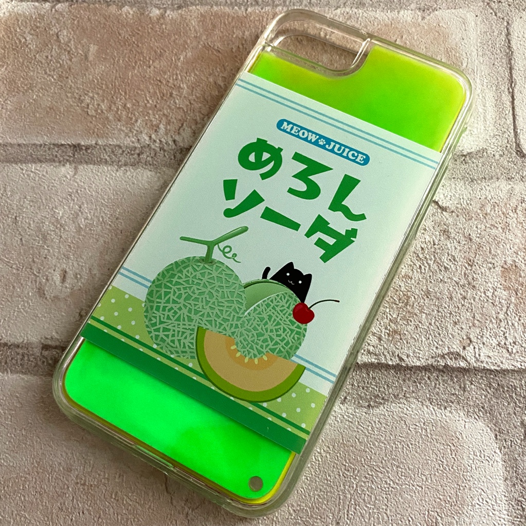 黒猫とメロンソーダのネオンスマホケース 黒猫 iPhone15 iphone14 iphone16 猫 メロンソーダ ネオン スマホケース iPhone16e