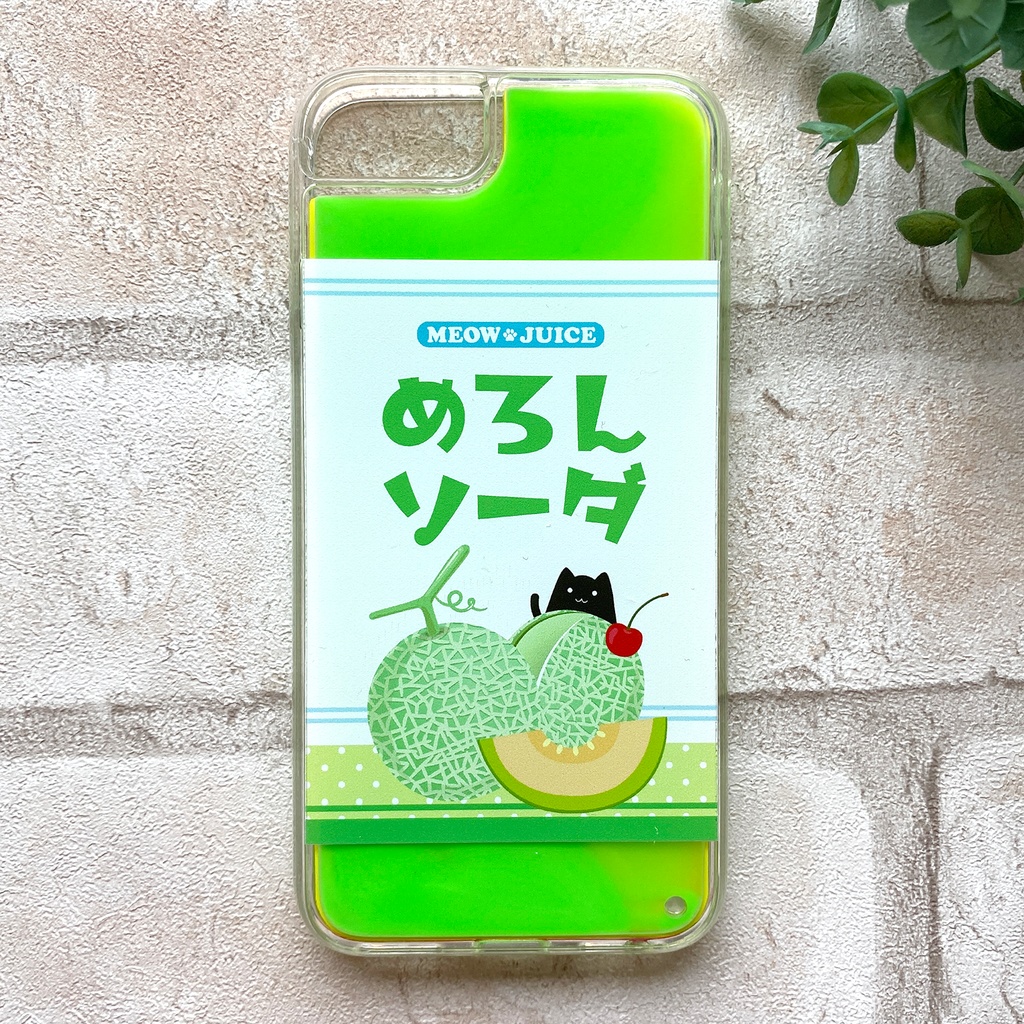 黒猫とメロンソーダのネオンスマホケース 黒猫 iPhone15 iphone14 iphone16 猫 メロンソーダ ネオン スマホケース iPhone16e