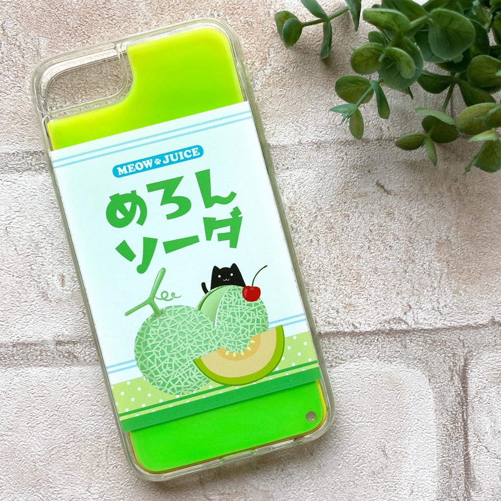 黒猫とメロンソーダのネオンスマホケース 黒猫 iPhone15 iphone14 iphone16 猫 メロンソーダ ネオン スマホケース iPhone16e