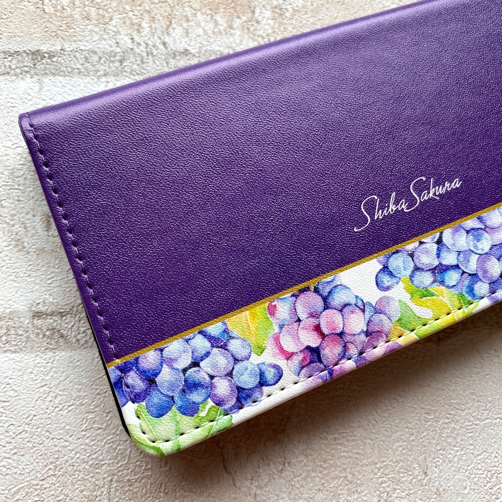 ぶどうの手帳型スマホケース(ピオーネ) iPhone17 Air iphone15 iphone14 iphone16e 全機種対応 花 ぶどう グレープ 手帳型 スマホケース フルーツ 秋