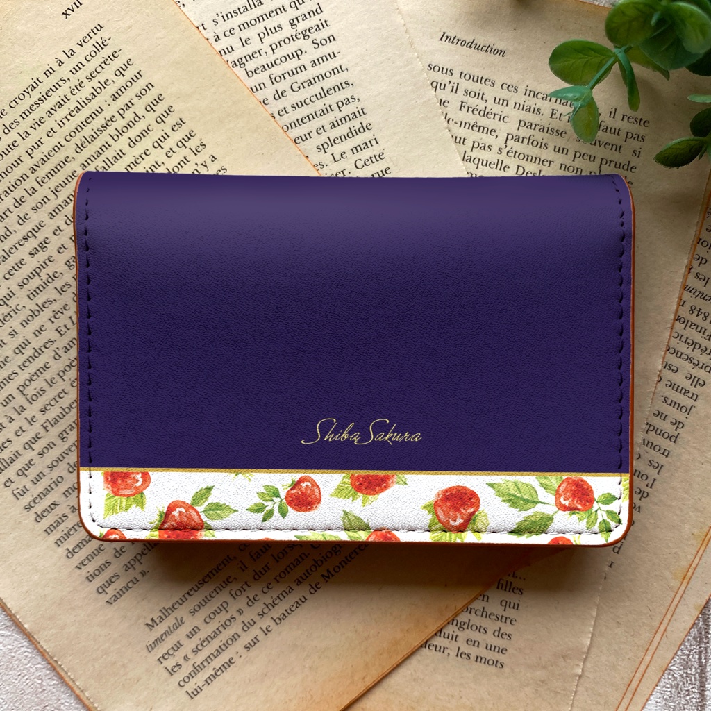 ストロベリーの名刺ケース(ネイビー) いちご 名刺入れ ストロベリー カードケース