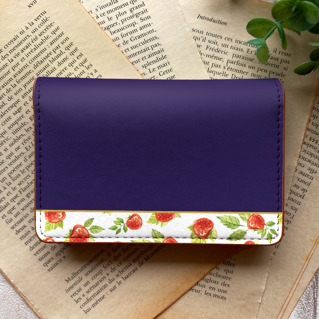 ストロベリーの名刺ケース(ネイビー) いちご 名刺入れ ストロベリー カードケース