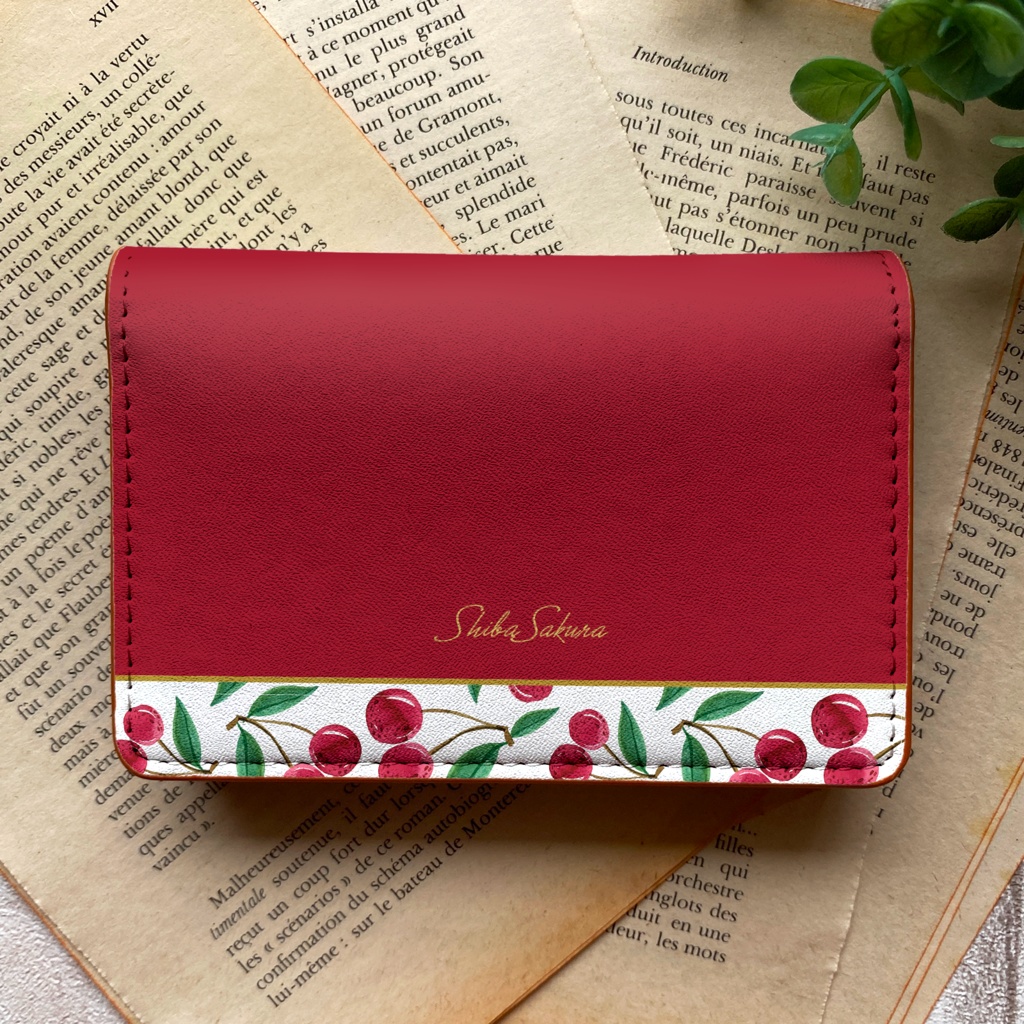 チェリーの名刺ケース(レッド) さくらんぼ チェリー フルーツ カードケース 名刺入れ