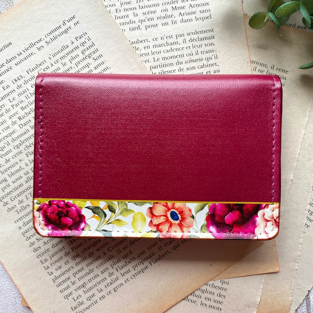 秋バラとコスモスの名刺ケース(レッド) 秋 バラ コスモス 花 カードケース 名刺入れ